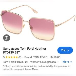 Tom Ford Gold Pink Oversized Sunglasses